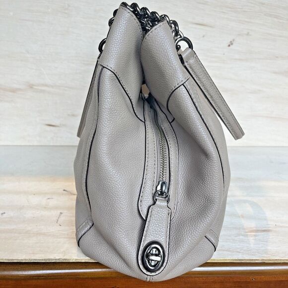 Coach Edie Turn lock Taupe Pebbled Leather Shoulder Bag Purse Satchel 36855 - Picture 16 of 16